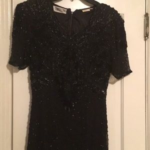 Vintage Black formal  beaded dress.